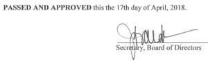March 8, 2018 Minutes Signature