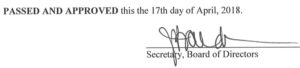 March 29, 2018 Minutes Signature