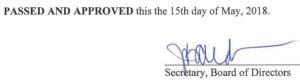 April 17, 2018 Minutes Signature