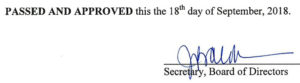 July 17, 2018 Minutes Signature